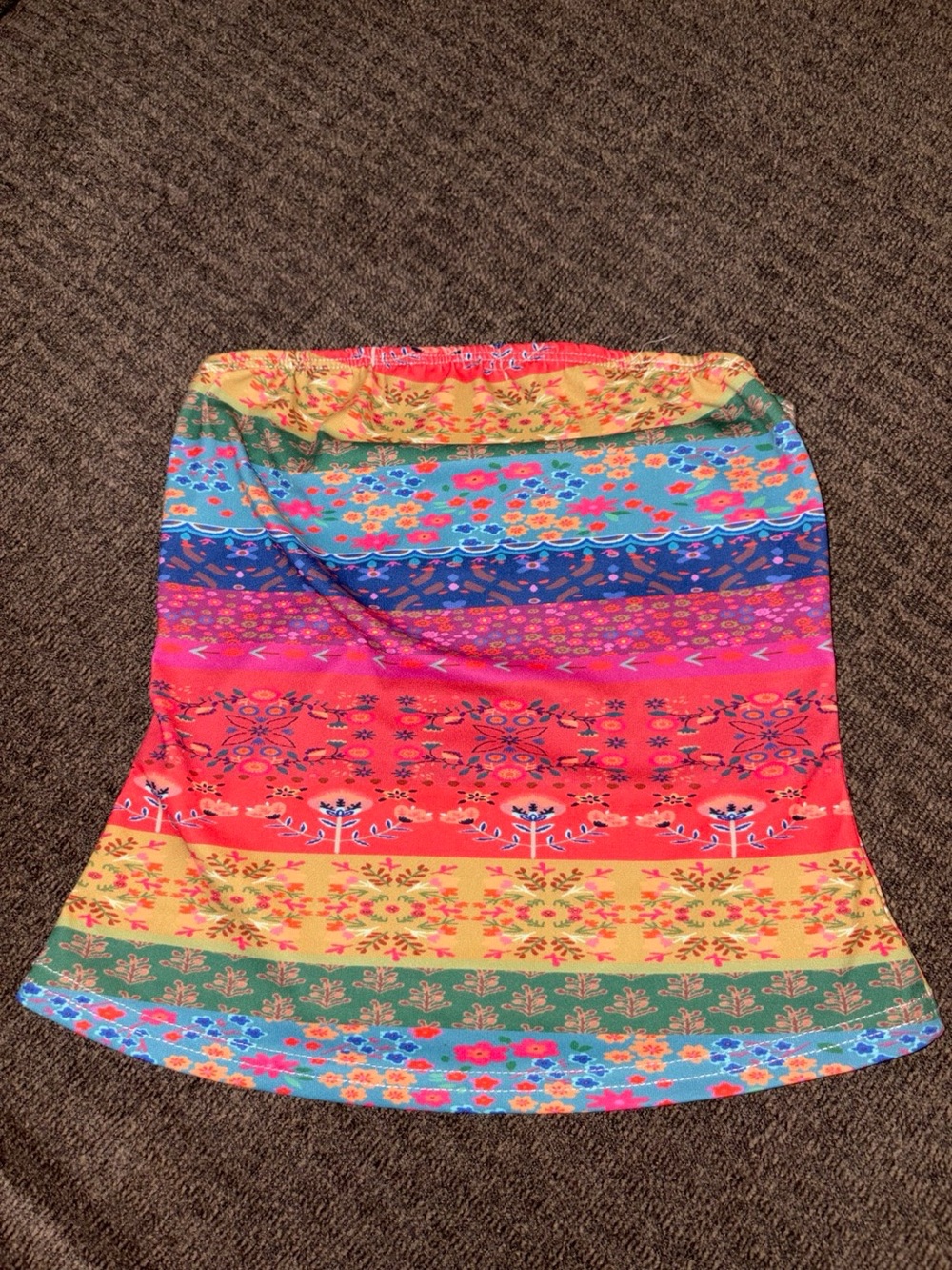 Vibrant Floral Stripe Midi Skirt - Multicolor